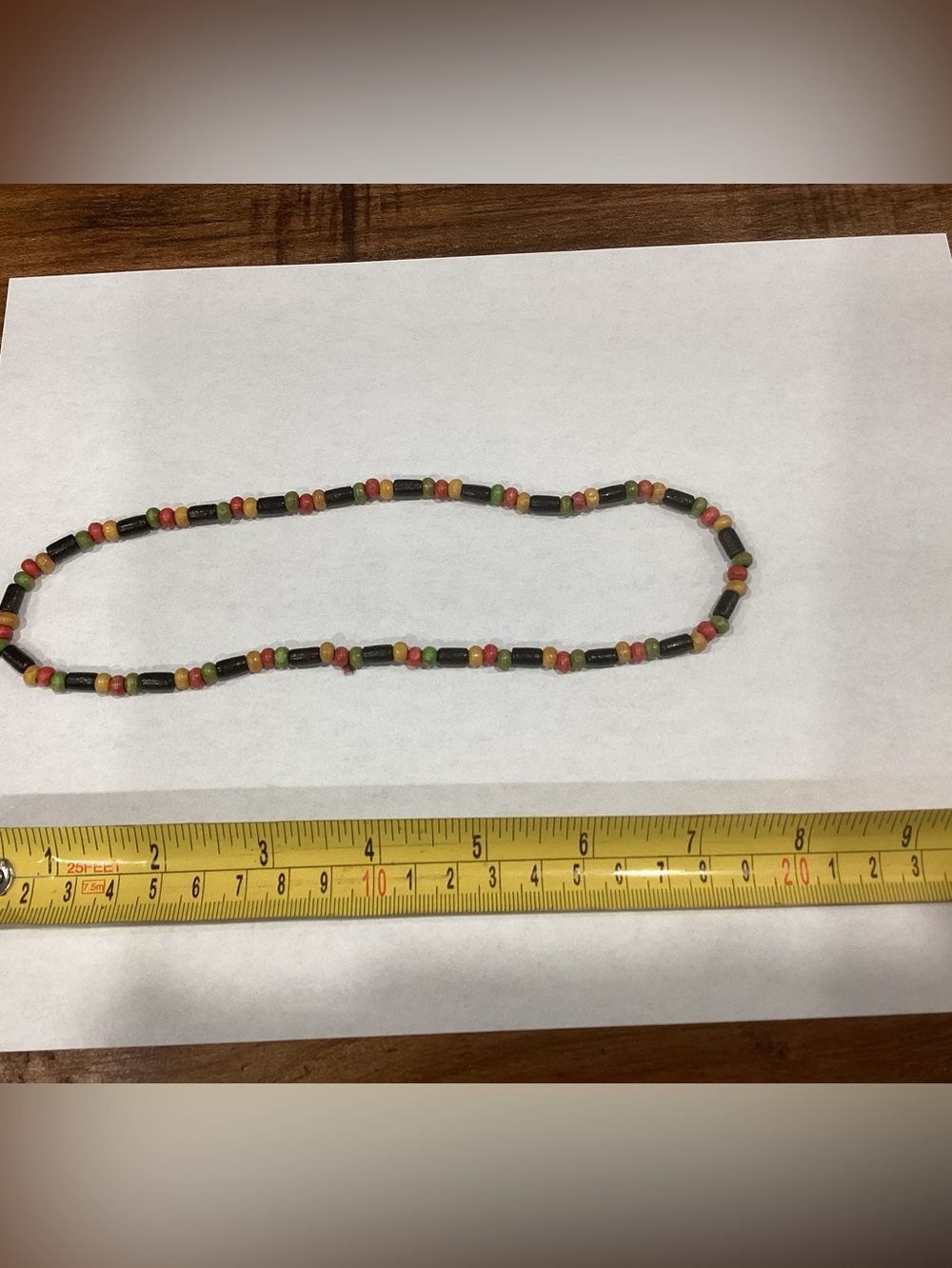 Multicolor Beaded Necklace - Green, Red, Yellow Accent